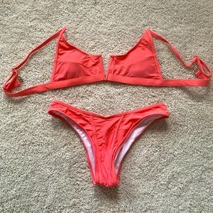 Coral high rise bikini. Never worn. Runs small. Size large.
